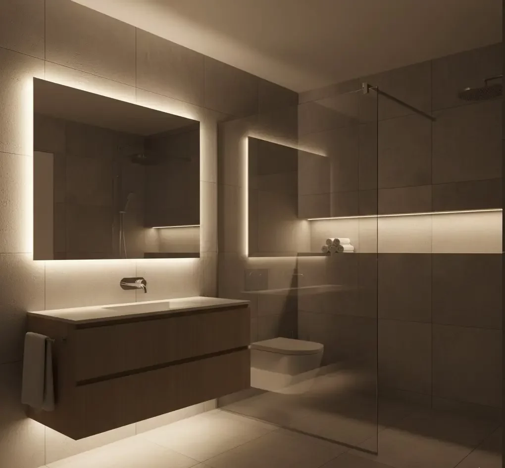 Badezimmer mit indirekter Beleuchtung